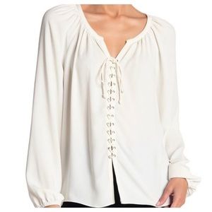 Ramy Brook “Kat” Lace Front Chiffon Blouse